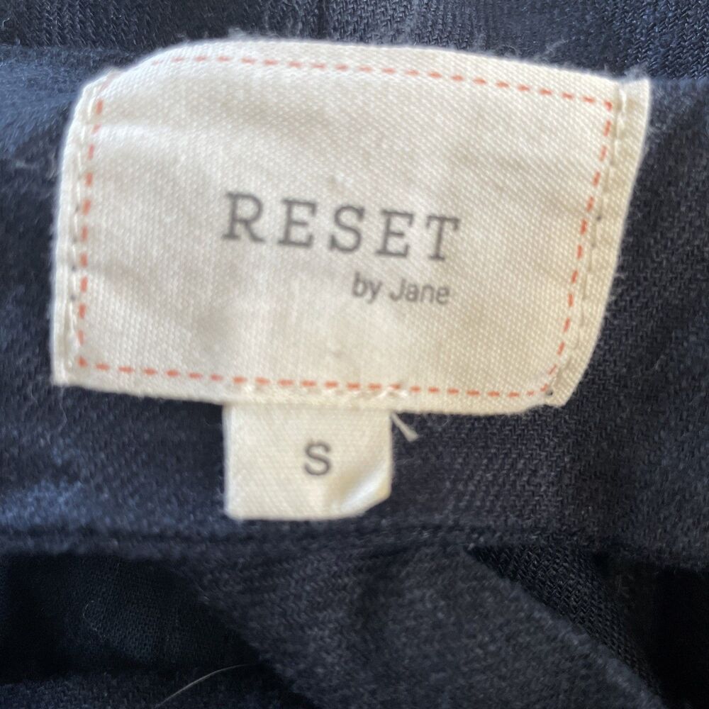 Reset by Jane Cropped Jumpsuit Small Linen Blend Black V-neck Tie Back Pockets - Picture 6 of 6